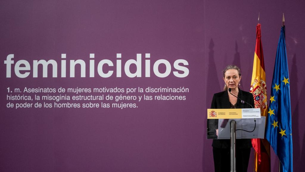 Victoria Rosell este jueves en la rueda de prensa para informar de la violencia machista en 2021.