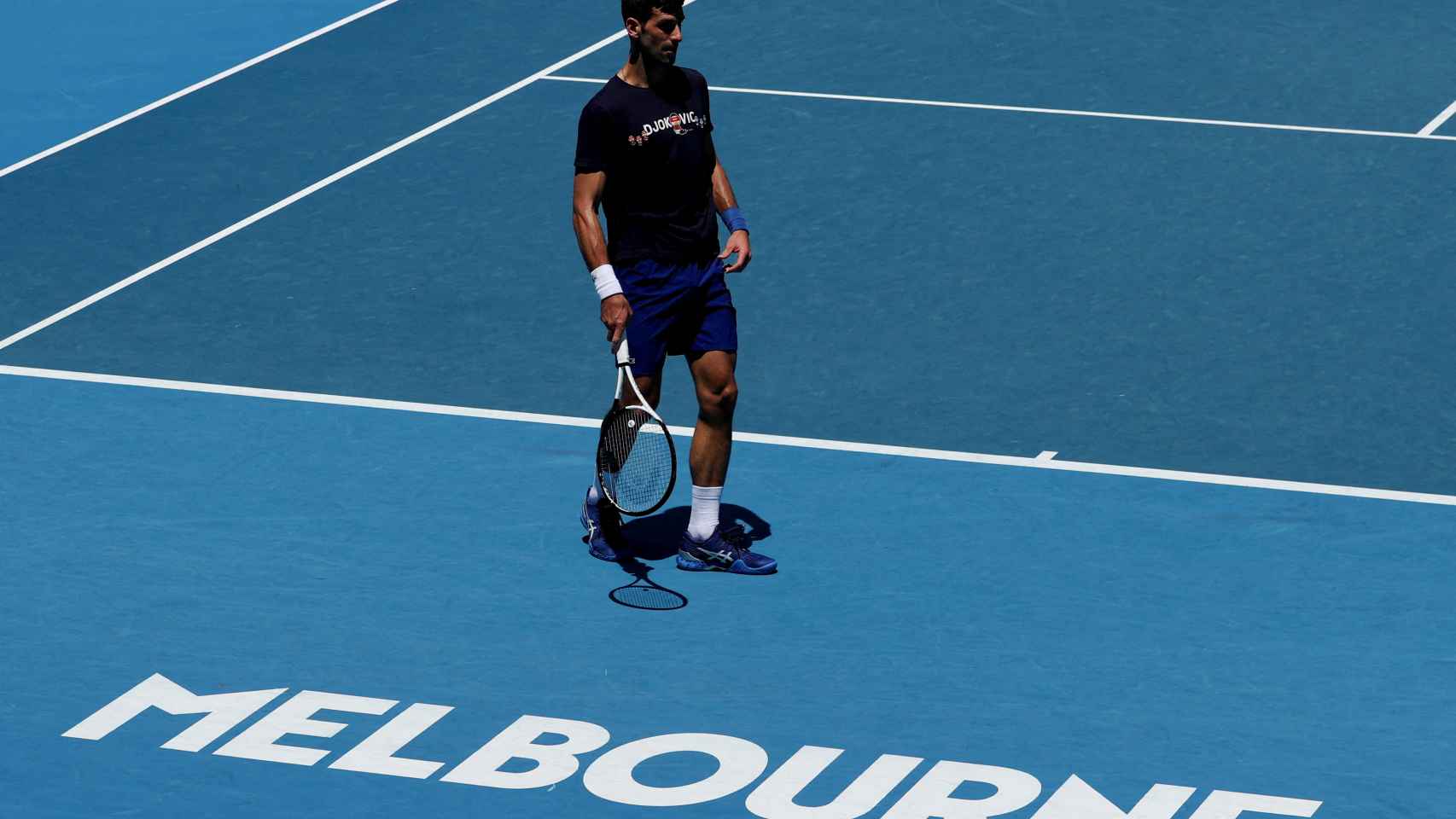 Novak Djokovic, en uno de sus últimos entrenamientos en Melbourne Park.