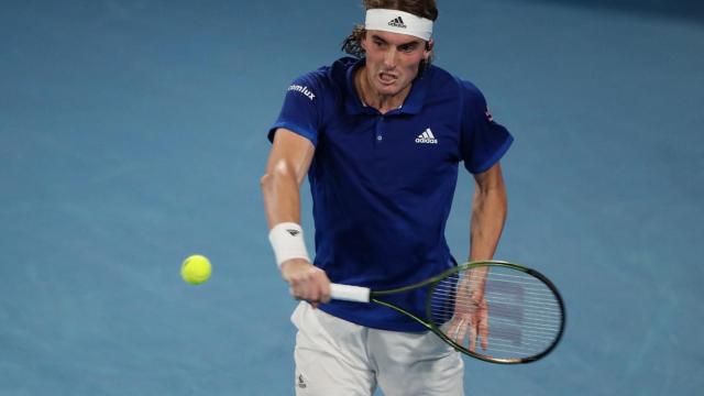 Tsitsipas durante un partido de la ATP Cup