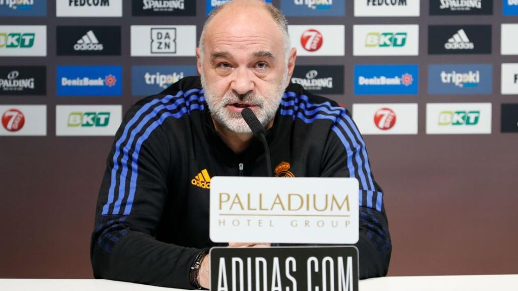 Pablo Laso, en rueda de prensa de la Euroliga