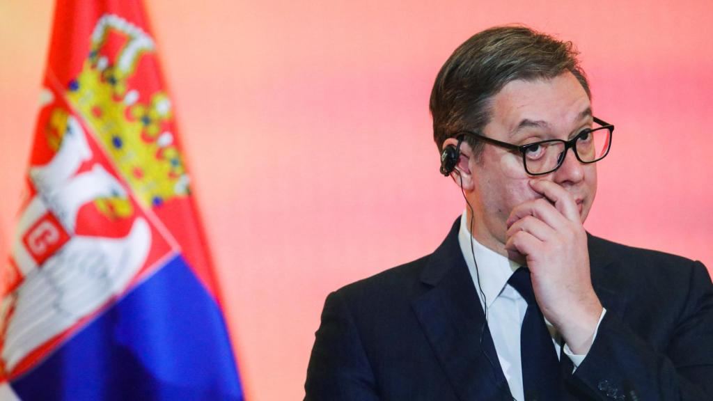 Aleksandar Vucic, presidente de Serbia, durante una comparecencia