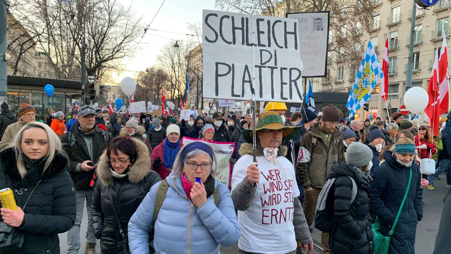 Manifestantes este sábado en Viena, Austria.