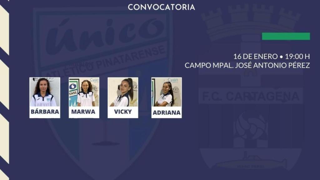 Convocatoria del Atlético Pinatarense para el partido de este domingo ante el FC Cartagena.