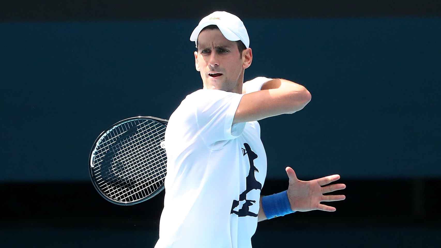 Novak Djokovic, entrenando en Australia.