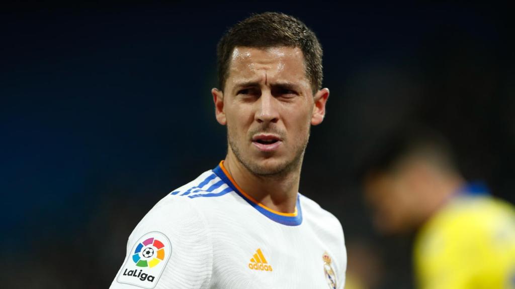 Eden Hazard durante un partido contra el Cádiz en el Santiago Bernabéu