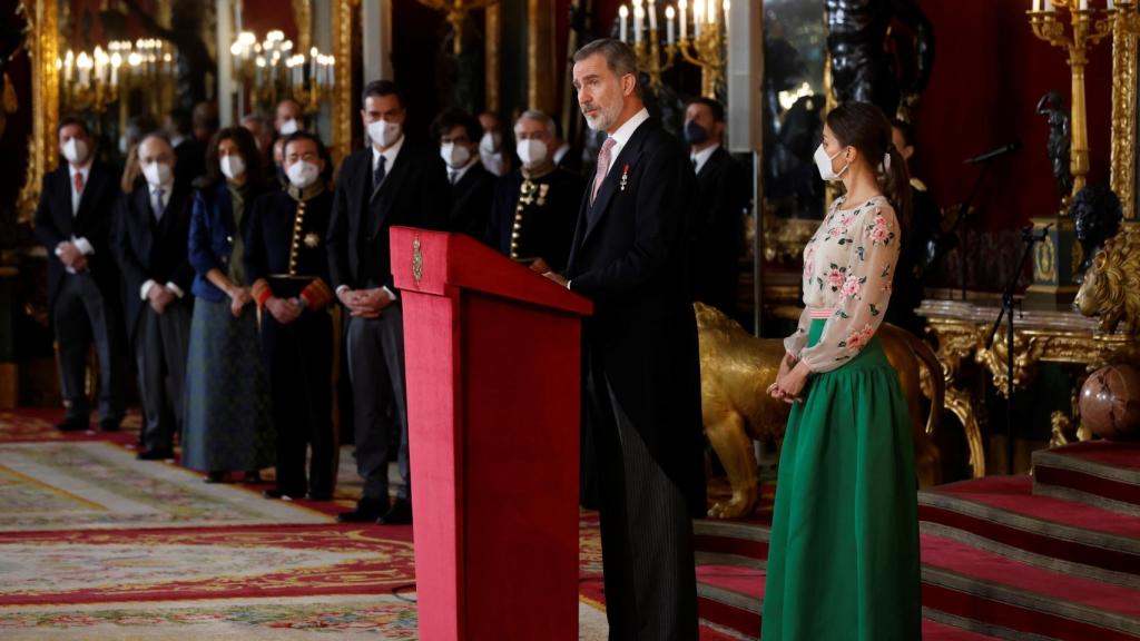 Felipe VI, la reina Letizia y Pedro Sánchez reciben al cuerpo diplomático acreditado en España.