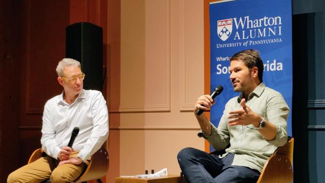 Peter Fader y Jack Abraham, durante su charla en Miami.