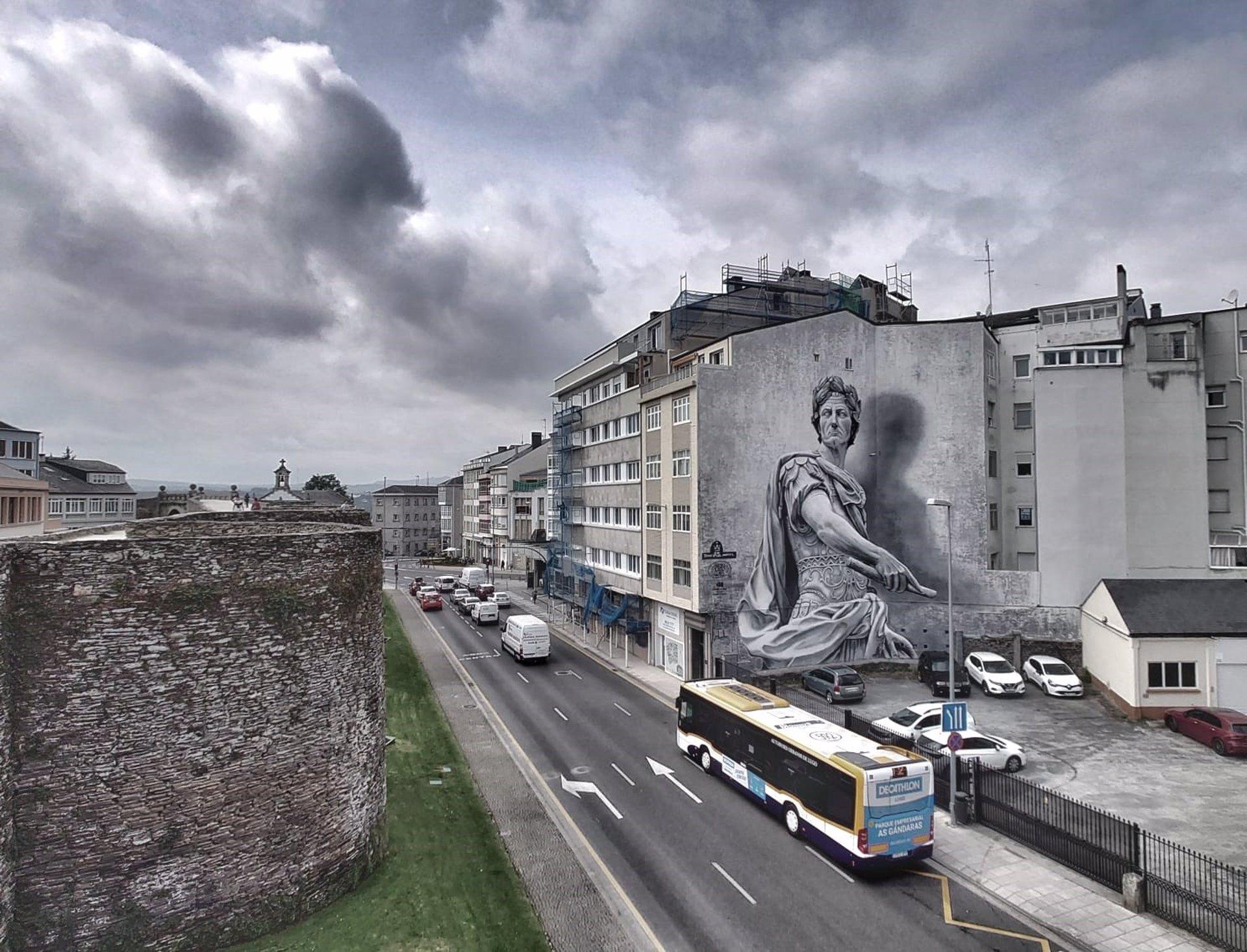 Mural de ‘Julio César’ en Lugo, candidato al mejor mural urbano del mundo.