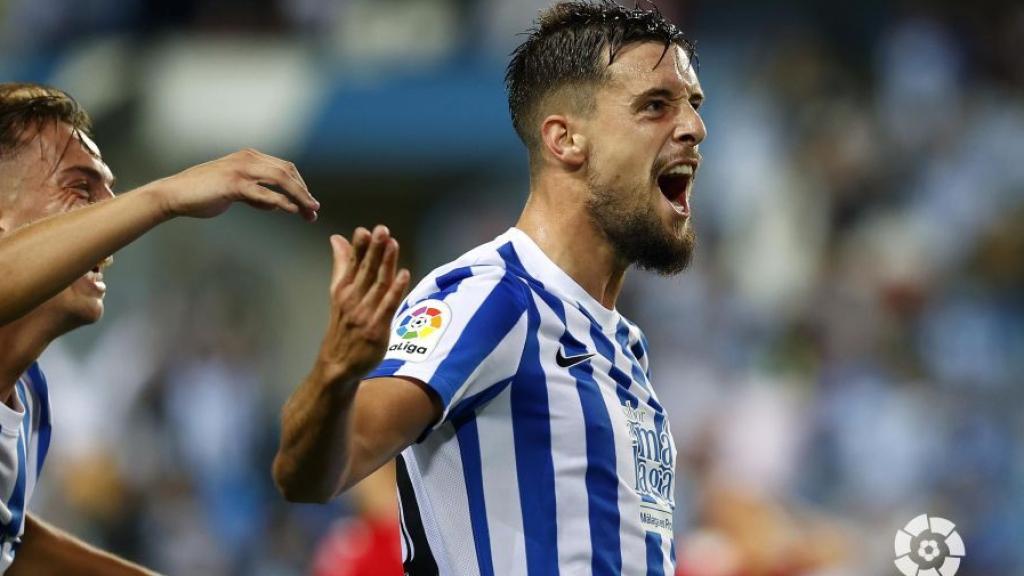 Genaro celebra su gol ante el Lugo.