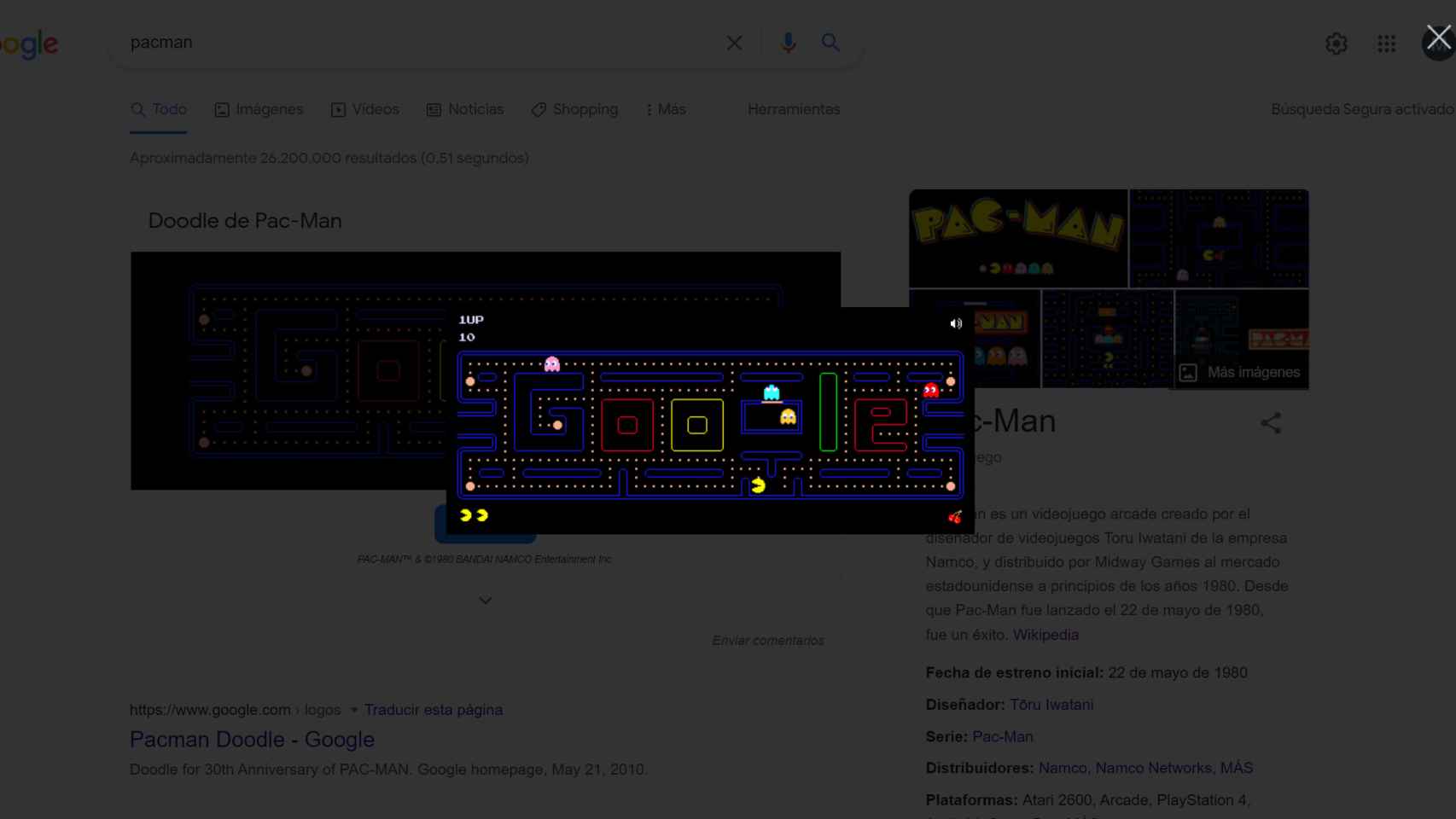 Juego Pac Man de Google