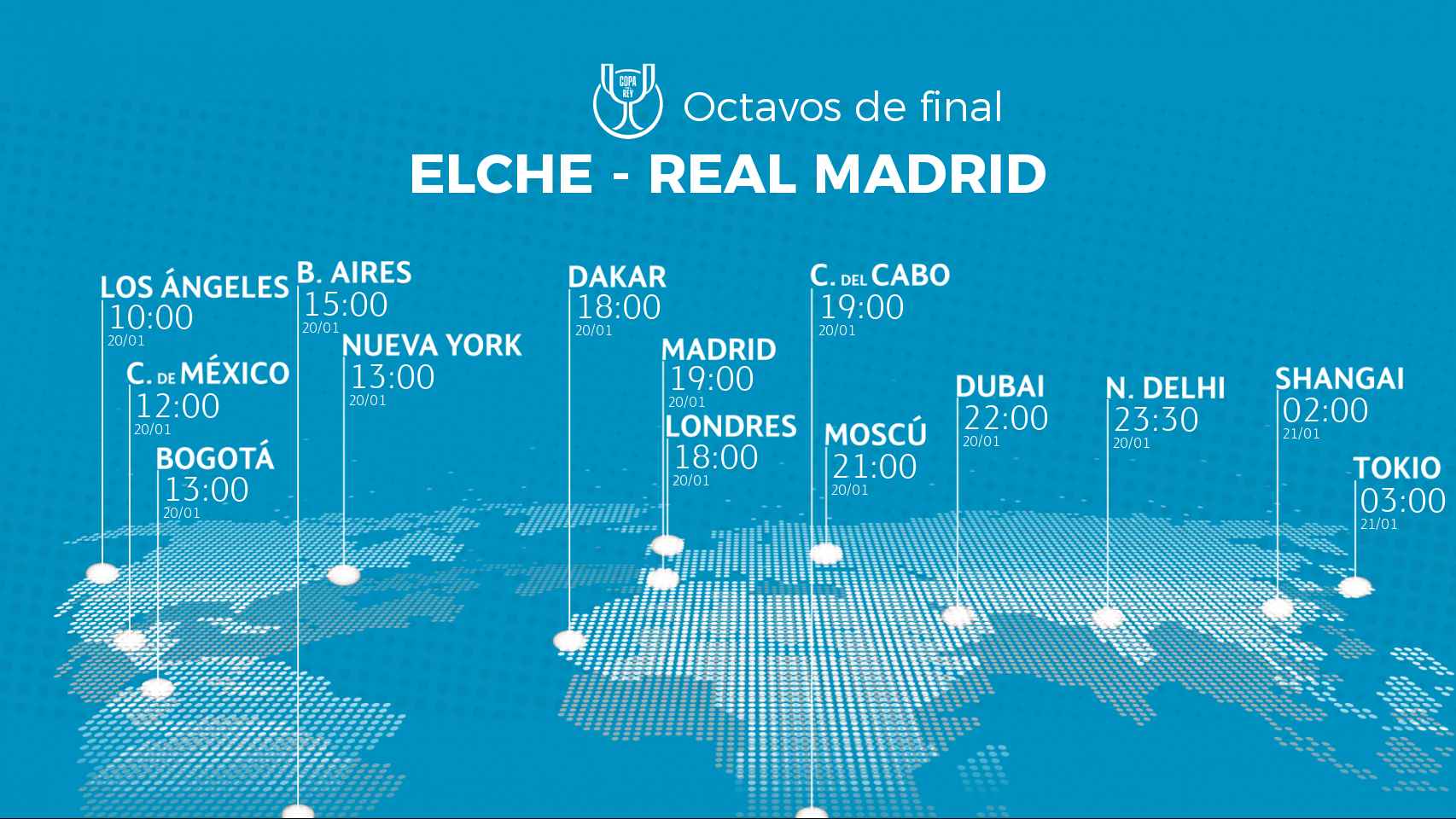 Horario Elche - Real Madrid de la Copa del Rey