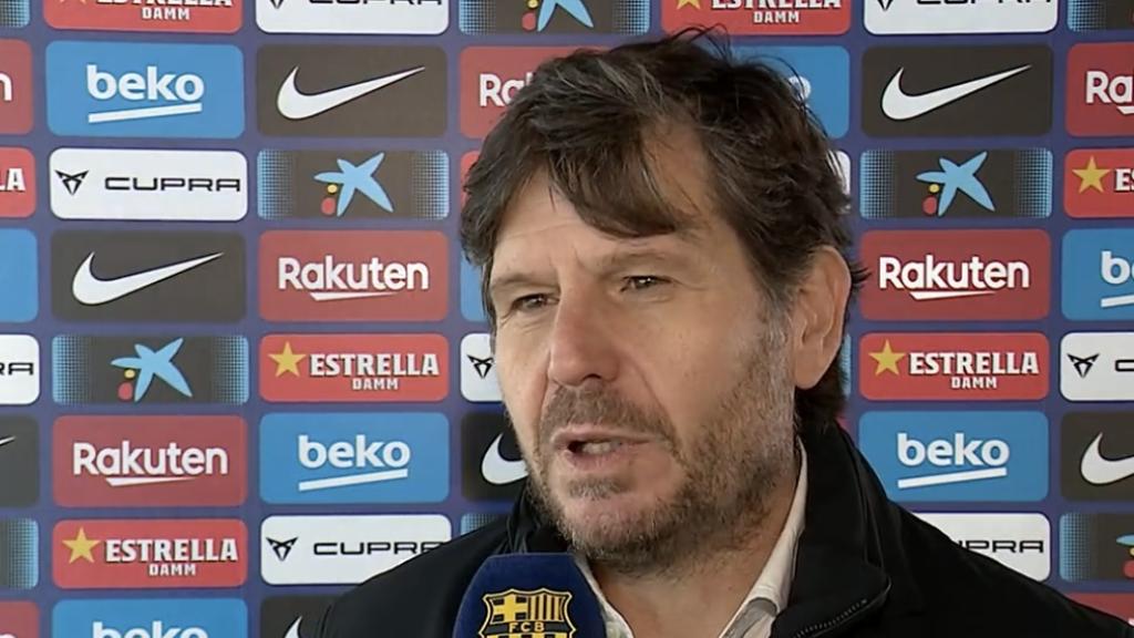 Mateu Alemany hablando en los medios oficiales del Barça