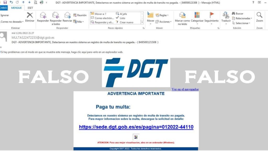 Correo falso de la DGT