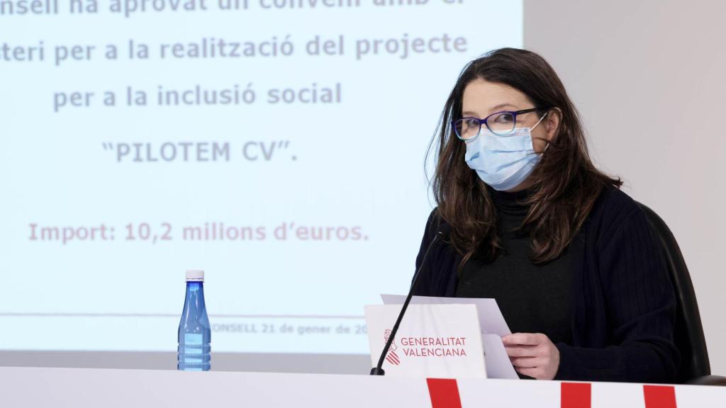 Mónica Oltra en la comparecencia de este viernes tras el pleno del Consell.