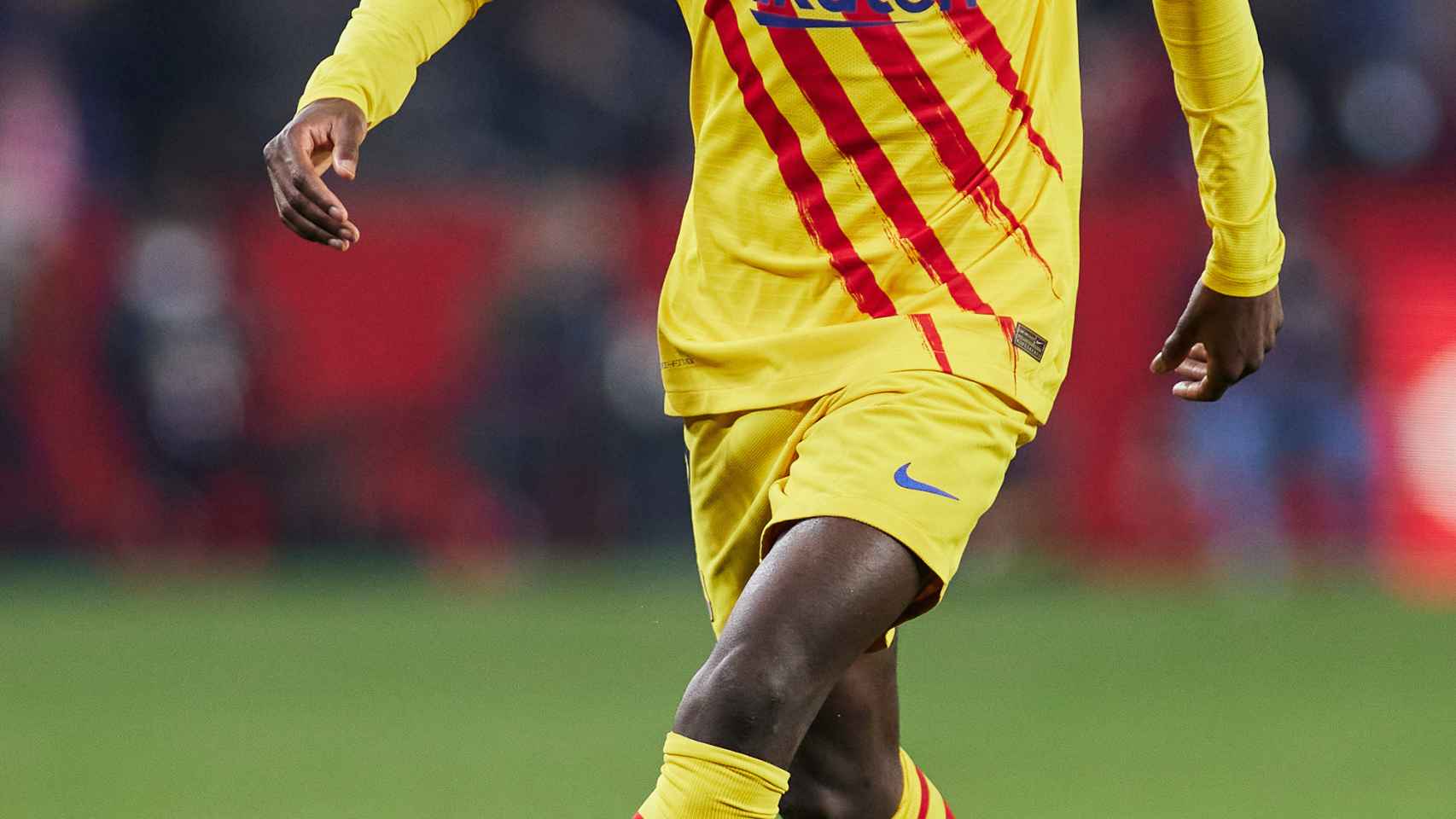 Ousmane Dembélé, en un partido del Barcelona de la temporada 2021/2022