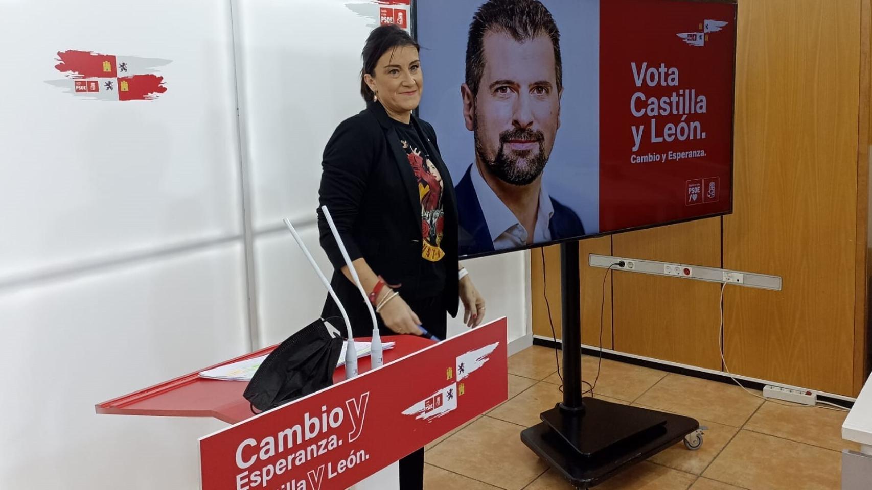 Ana Sánchez durante la presentación de la campaña del PSOECyL