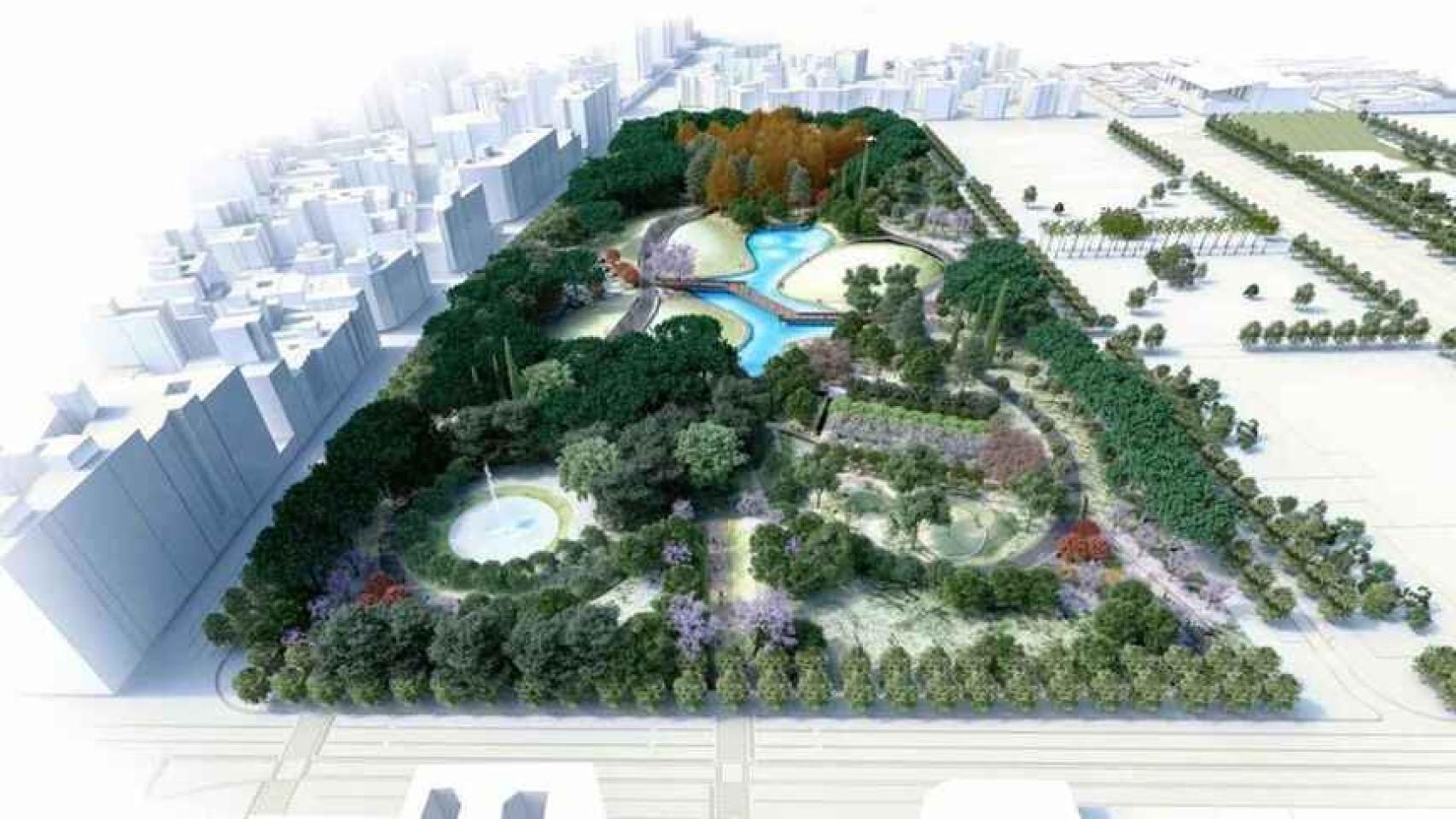 Diseño del parque proyecto en los suelos de Repsol.