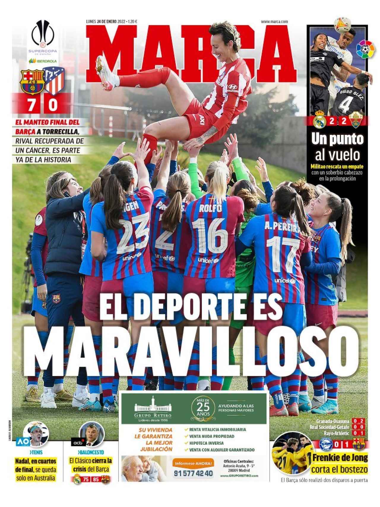 La portada del diario MARCA (24/01/2022)