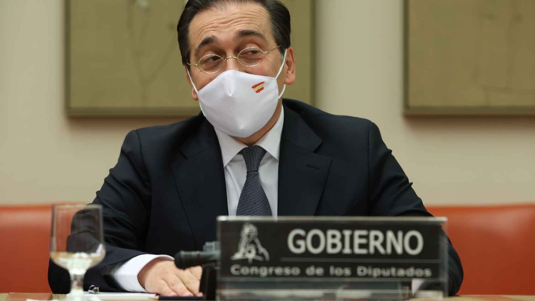 José Manuel Albares, ministro de Asuntos Exteriores, durante su comparecencia en el Congreso.