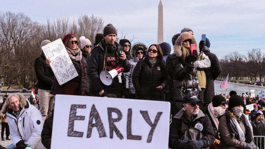 Manifestantes antivacunas en Washington. EFE/EPA Gamal Diab.