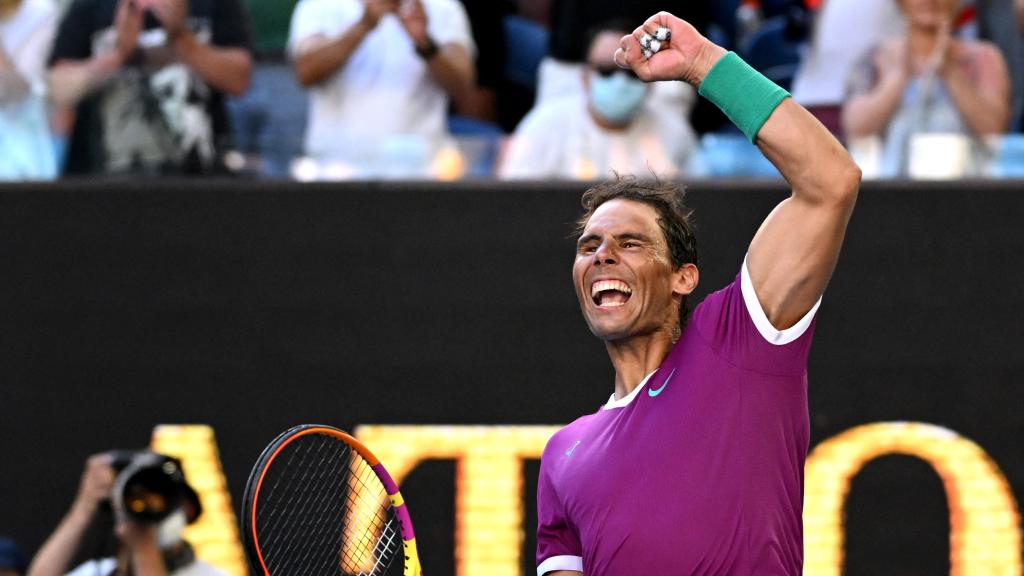 Rafa Nadal celebra en el Abierto de Australia