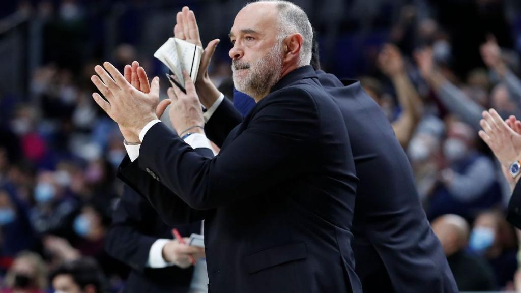 Pablo Laso, en un partido del Real Madrid de Baloncesto en la Euroliga 2021/2022