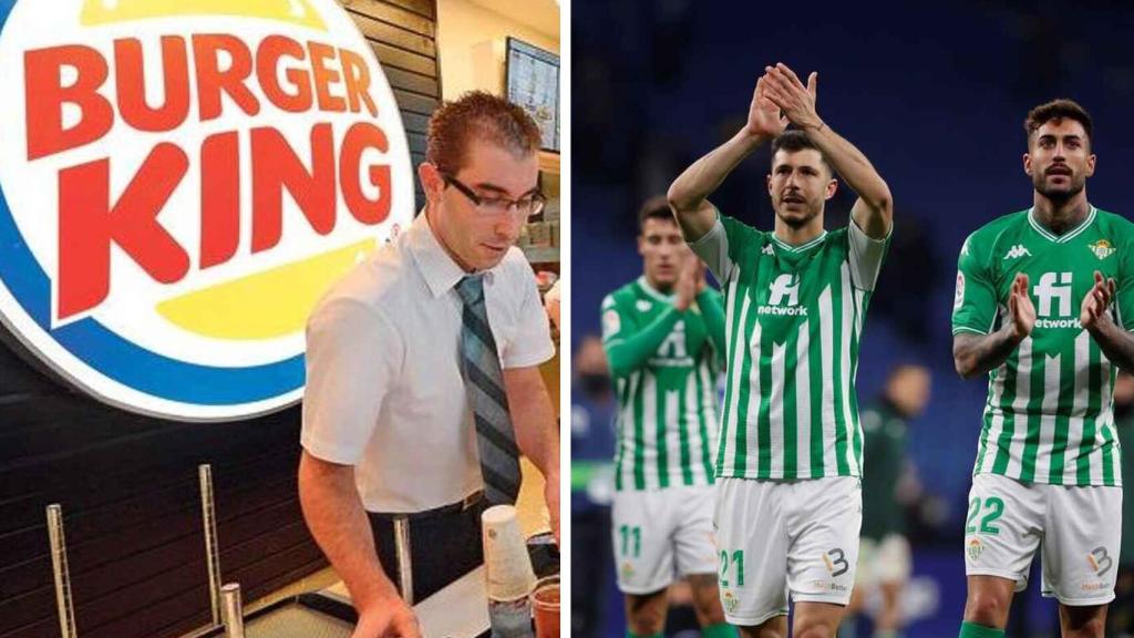 Fotomontaje de un trabajador de Burger King y jugadores del Betis.