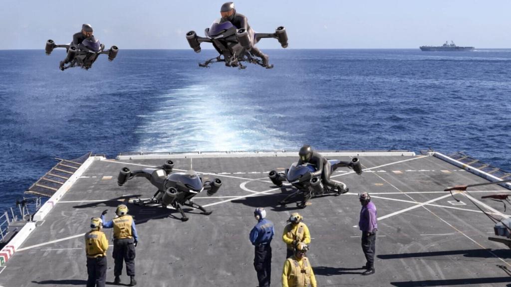 Recreación de Speeder a bordo de un barco militar