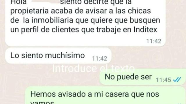 El chat del afectado con la inmobiliaria.