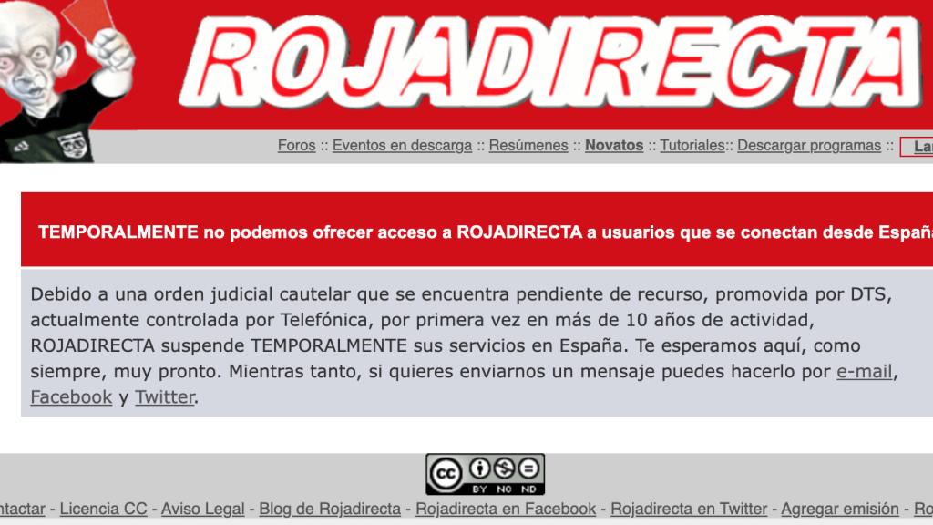 Captura de la web de Roja Directa.