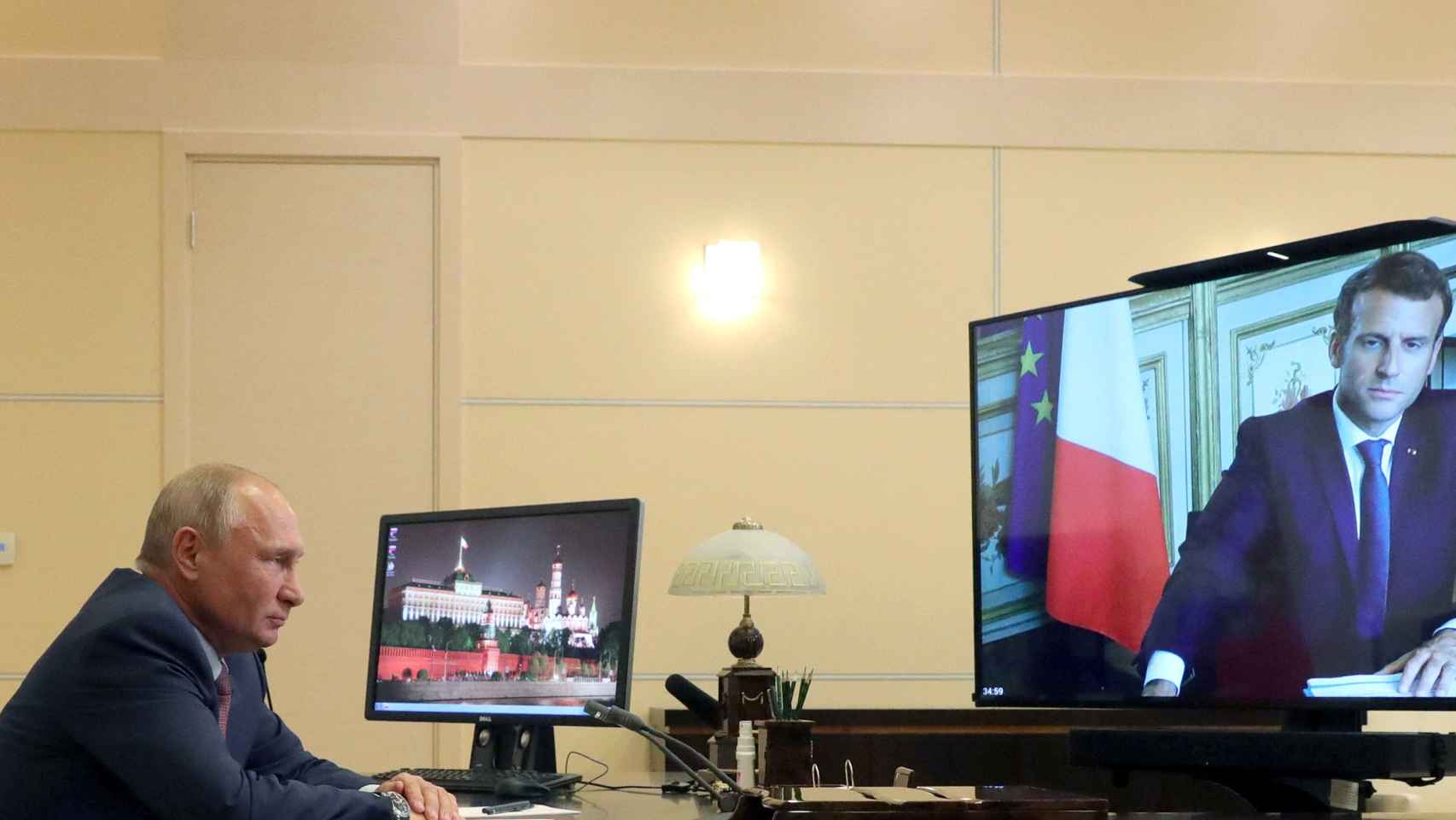 Vladimir Putin y Emmanuel Macron durante una videoconferencia el pasado 28 de enero.