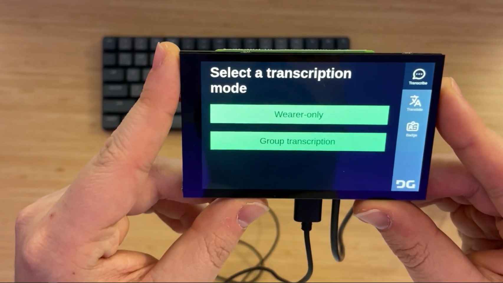 Monitor portátil con subtítulos para mascarillas