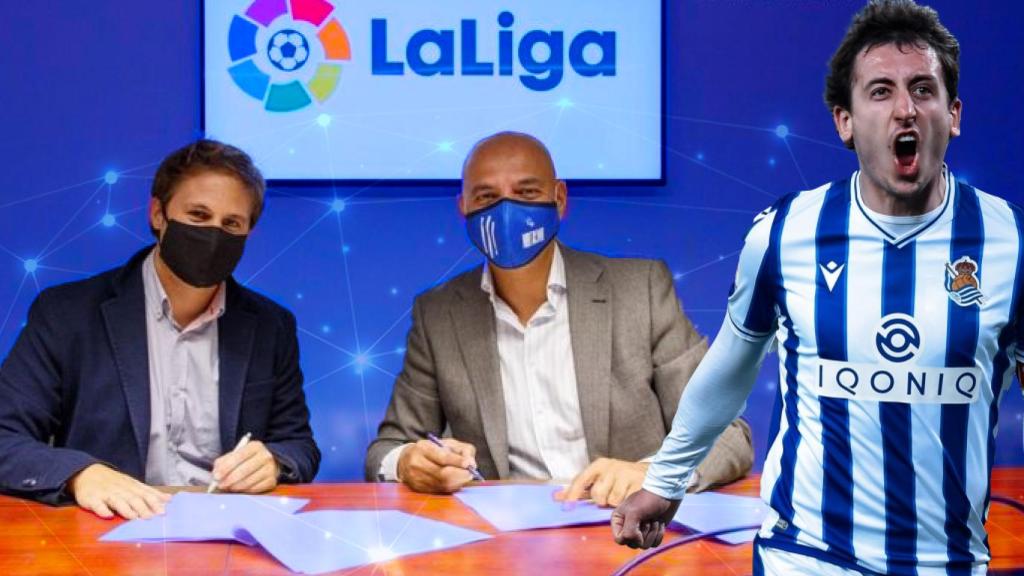 Fotomontaje del acuerdo de Iqonic, LaLiga y la Real Sociedad