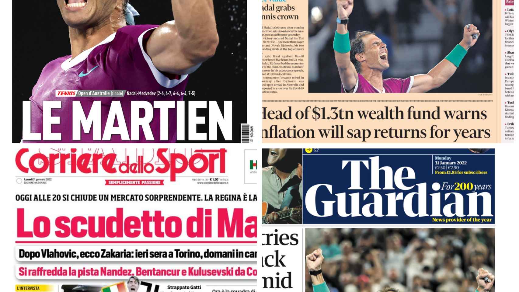 Las portadas internacionales, este lunes, destacando la victoria de Rafa Nadal.