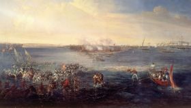 Ataque a la isla y fuerte de Balanguingui (Filipinas), 16 de febrero de 1848. Un lienzo de Antonio de Brugada / Biblioteca Virtual de Defensa.