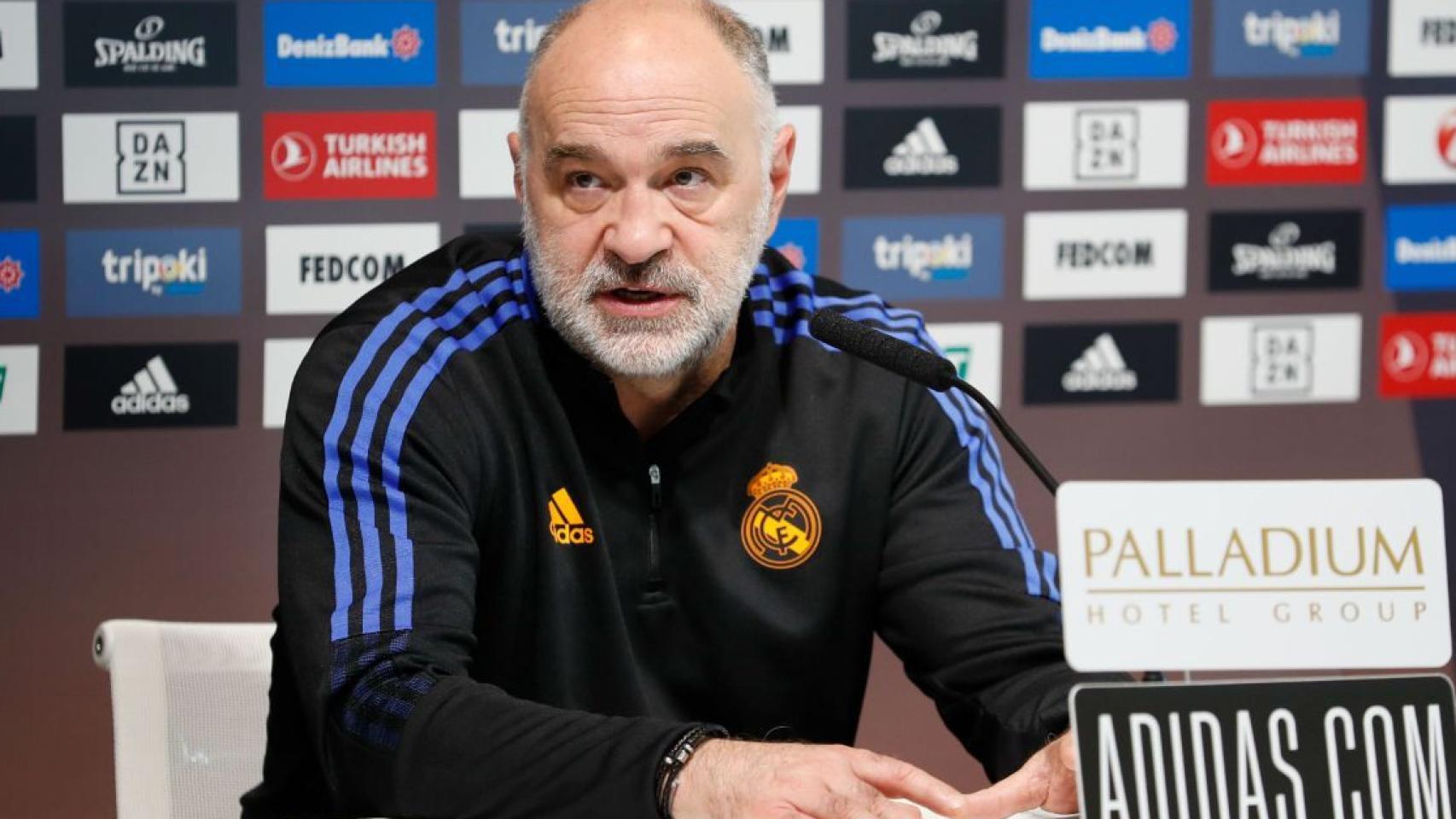 Pablo Laso, en rueda de prensa de la Euroliga