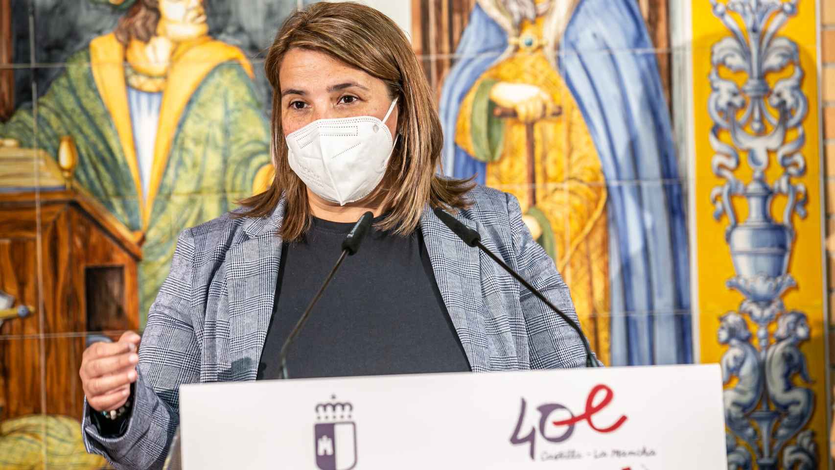 Tita García Élez, alcaldesa de Talavera, este martes durante la visita del presidente Emiliano García-Page