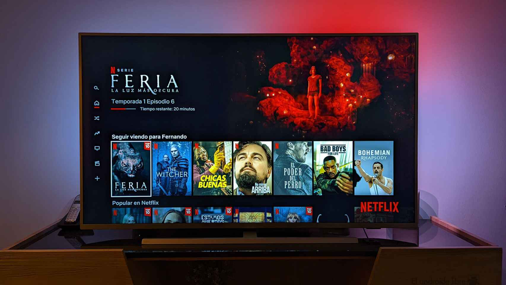 Smart TV con la app de Netflix abierta