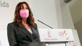 Blanca Fernández, consejera portavoz del Gobierno de Castilla-La Mancha, este miércoles en rueda de prensa