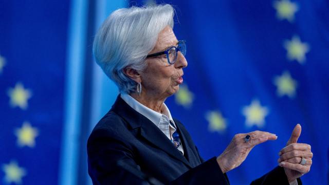 La presidenta del BCE, Christine Lagarde, durante una rueda de prensa