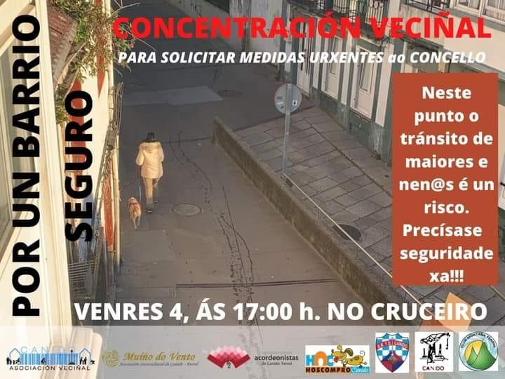 Convocatoria a la concentración. Fuente: AVV Canido.