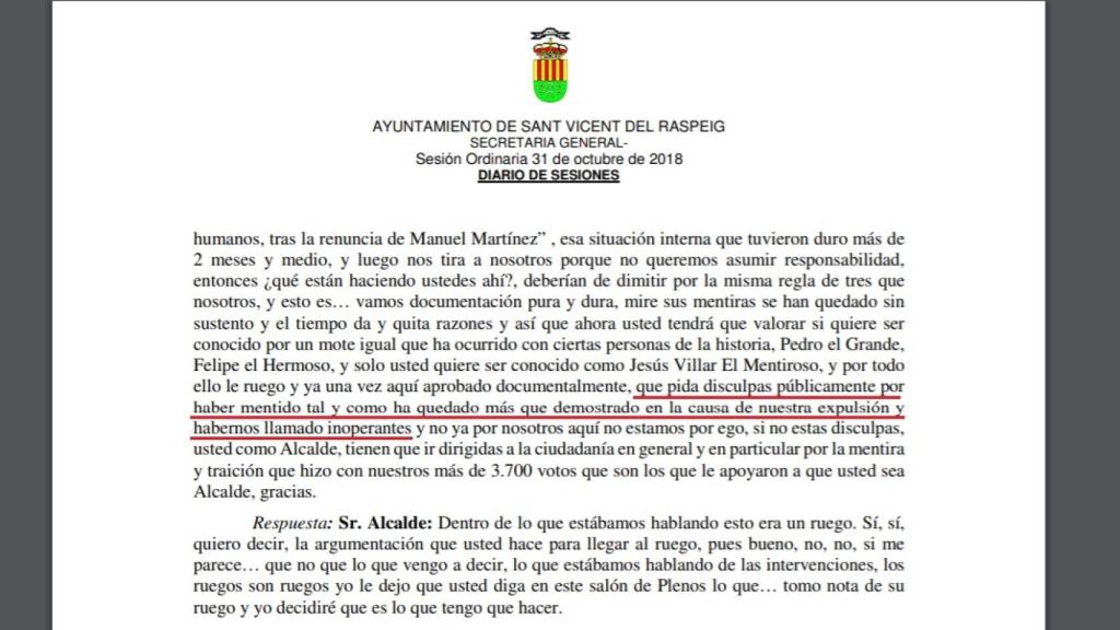 El concejal de UP pide al alcalde que se retracte de sus palabras y éste no se da por aludido en 2018.