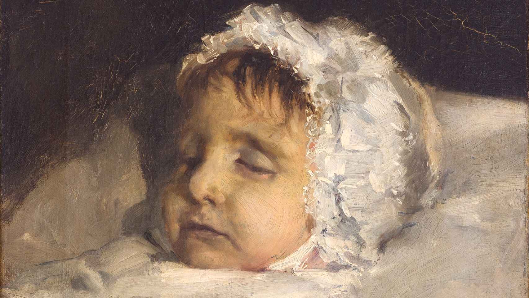 Detalle de 'Cabeza de niña sobre el lecho', 1883