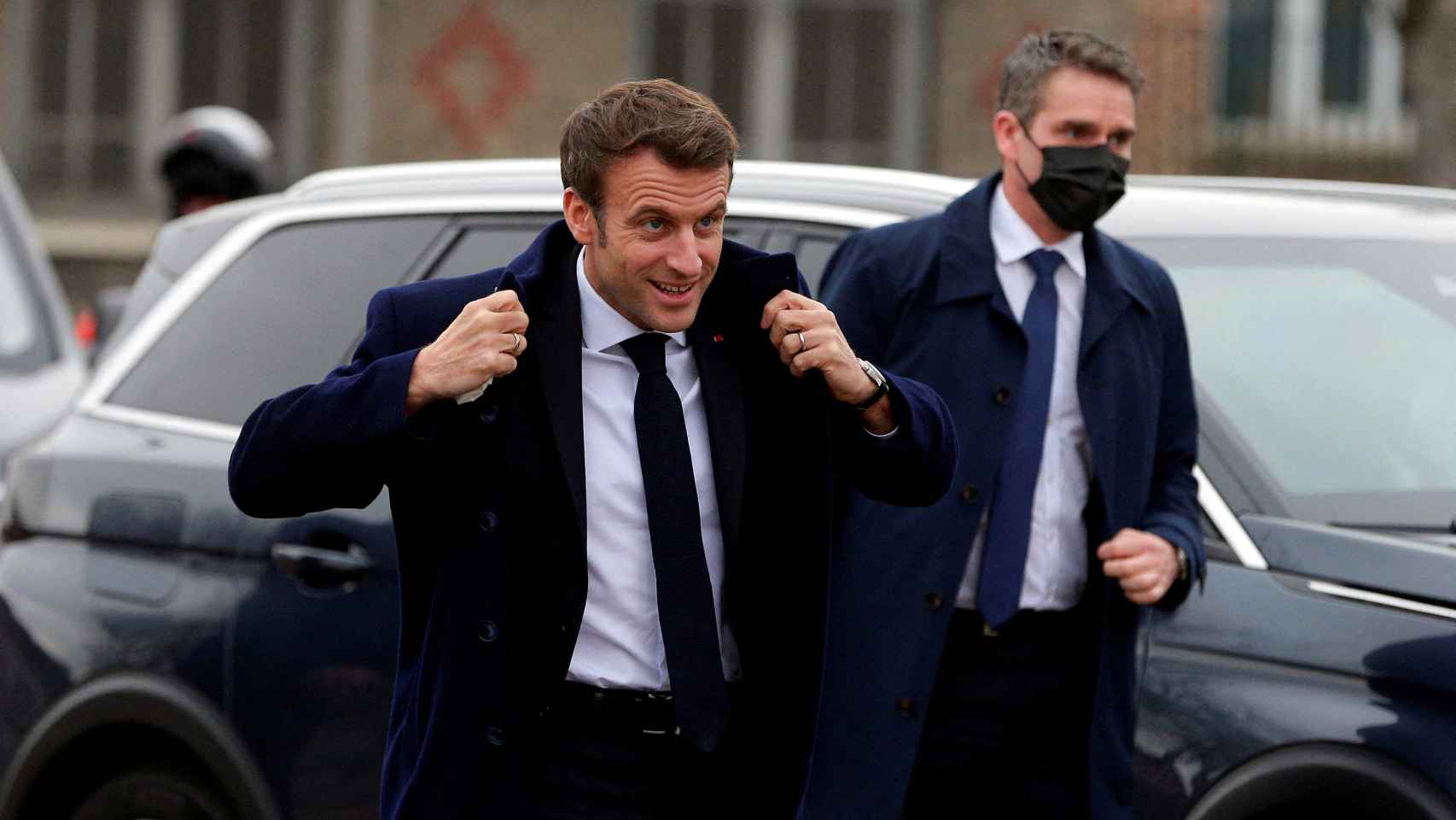 El presidente francés, Emmanuel Macron, llegando a un acto oficial.