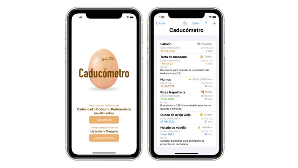 Caducómetro, app para iOS