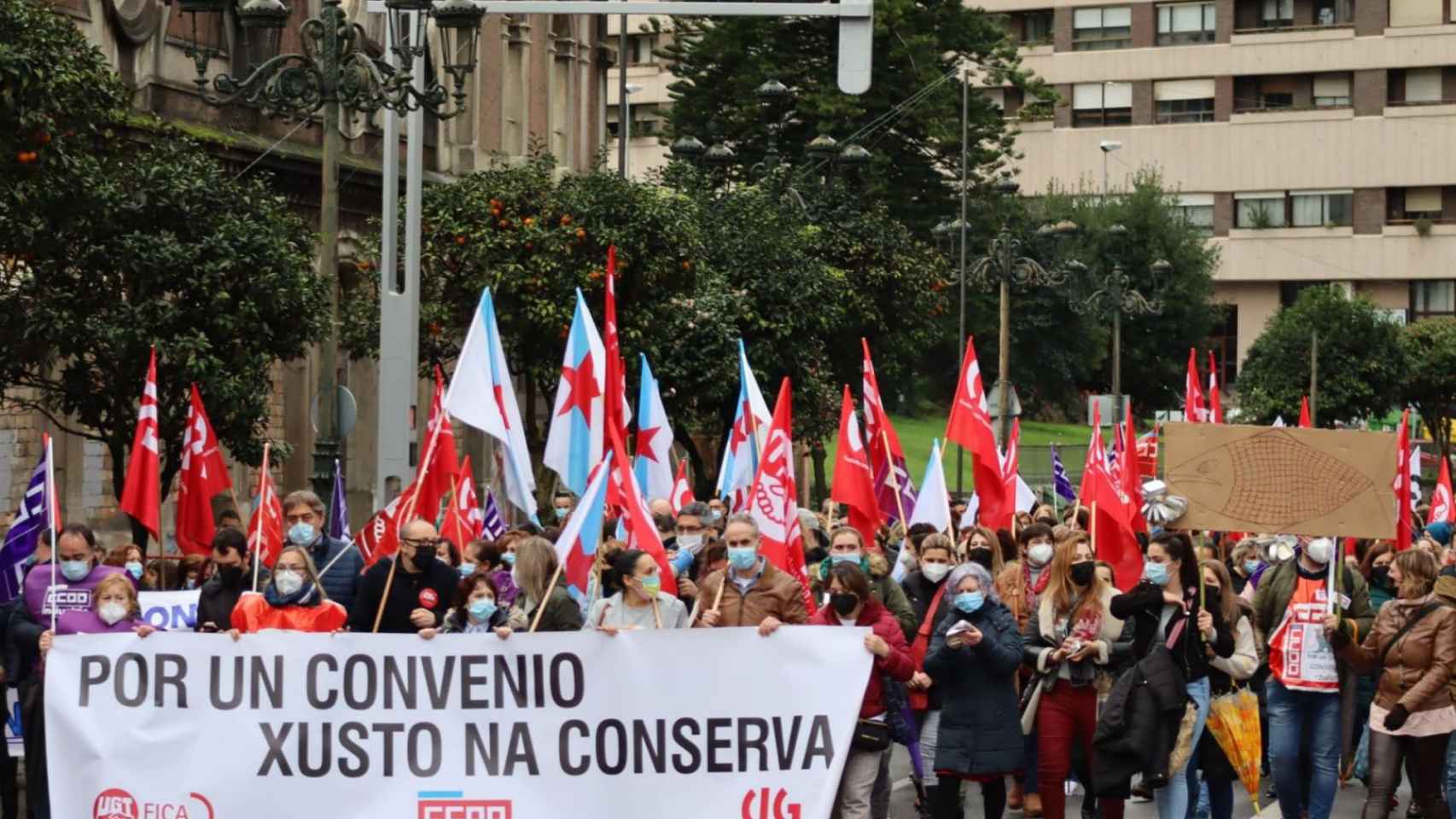 Protesta del sector conservero en Vigo.
