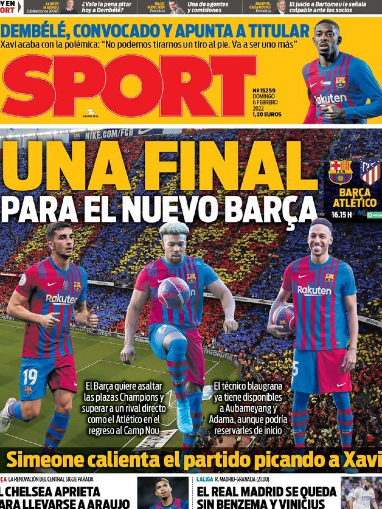 La portada del diario Sport (06/02/2022)