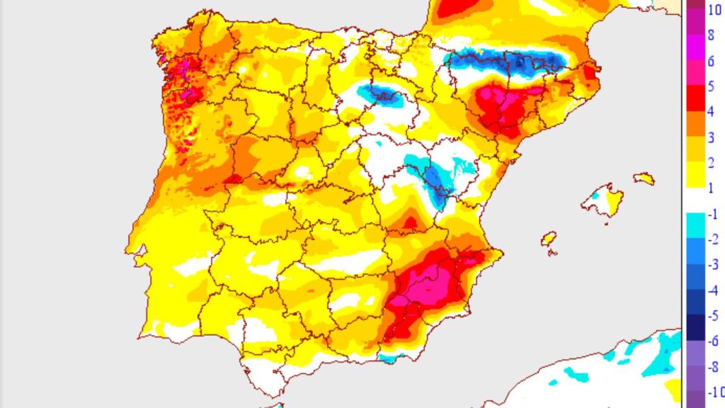 Variación de temperaturas máximas. Aemet