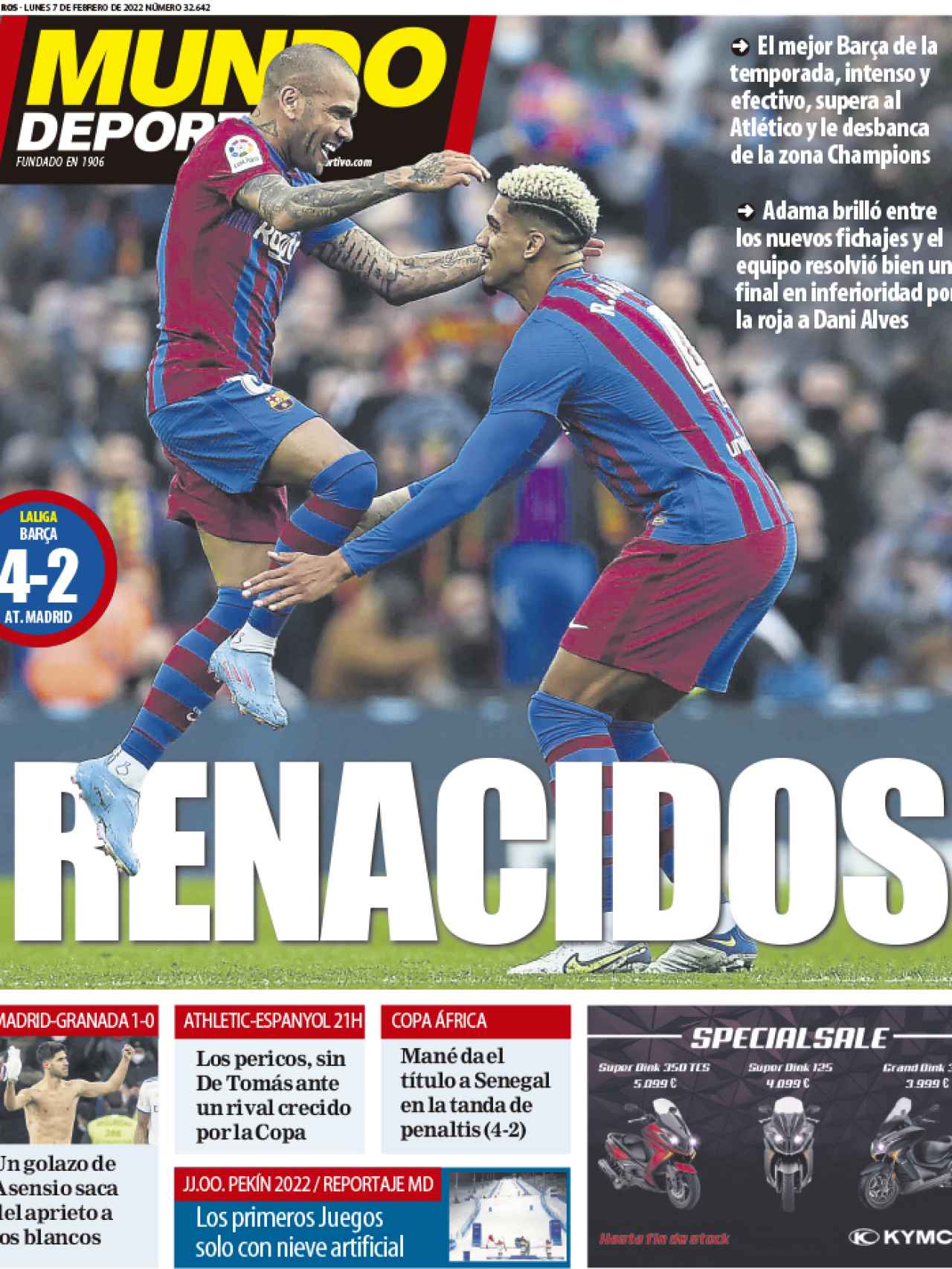 La portada del diario Mundo Deportivo (07/02/2022)