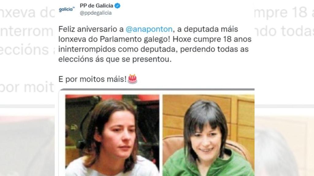 Tweet publicado este lunes por el PP de Galicia